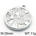 Silver stainless steel Tree of Life round pendant, 25mm width and 11g weight variant - Silver Floral Tree Style (KLJ5814-Z)