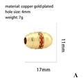 Perle tonneau en laiton doré avec zircone orange, accessoire de charme de 17mm x 11mm - Perle Tonneau Zircone Orange(P03056)