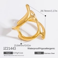 Wasserdichter goldener Edelstahlring mit unregelmäßigem, organischem Design - Unregelmäßig Ausgehöhlt (JZ21443) / Gold