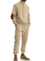 Khaki Strick-Trainingsanzug für Herren mit Stehkragen und passender Jogginghose - S / Khaki