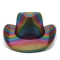 Détails de la texture arc-en-ciel métallique et tissage du chapeau de cowboy - M (56-58cm) / Violet Foncé