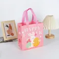 Pink Easter non-woven gift bag with Happy Easter text and cute bunny egg pattern - XH24-Vertical