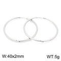 Silver stainless steel hoop earrings in 40x2mm size with a polished metal finish - 40x2mm / Steel