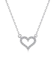 Elegant S925 sterling silver heart necklace featuring pavé set sparkling zircons - 925 Silver / Silver