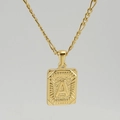 18K gold plated stainless steel Figaro chain necklace with letter A pendant for men - Gold Letter A (With Chain)