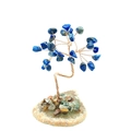 Albero di cristallo fatto a mano con foglie blu e base in agata naturale - Lapislazzuli