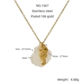 18K gold plated stainless steel necklace featuring a seahorse and white shell pendant - Seahorse & Shell Style (1567)