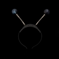 Alien antenna headband with blue glitter spheres on silver springs for Halloween parties - Black