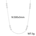 Silver stainless steel bead chain necklace, 500mm length and 3mm width jewelry set - Silver Necklace (KN232164-Z)