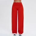 Women's high waist wide leg sport pants in vibrant red with premium brushed texture - S / Red