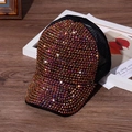 Black mesh baseball cap with bronze rhinestones and breathable back panel - Black Mesh Gold Rose Red Rhinestones