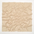 Detailed view of champagne satin square scarf showing soft texture and matte silk-like finish - Champagne (21#)