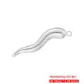 Polished silver Italian Corno pendant detail showing 44.5mm length and 10mm width - White Gold VD1567