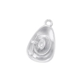 Close-up of a silver avocado metal pendant with 3D texture and polished finish - VD1760 Platinum Hat Pendant