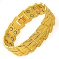 Men's double-row gold magnetic bracelet with vintage dragon pattern design - Branch Pattern Gold
