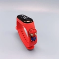 Kids digital LED sport watch with red silicone strap and Spiderman cartoon character - Red Spider-Man