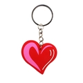 Portachiavi a cuore in PVC rosso con dettagli rosa e anello in metallo argento - Cuore Rosa