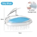Sky blue silicone hair wash brush with soft massage bristles and ergonomic handle - Crystal Blue