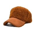 Gorra de béisbol de forro polar marrón con visera de ante sintético para el invierno - M (56-58cm) / café