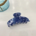 Detailed close-up of blue and white marble texture acetate hair claw clip - Approx 10.5cm / Azure Shell Pattern