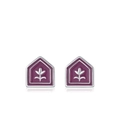 S925 sterling silver tulip stud earrings with purple enamel in pentagon shape - Tulip Style / Purple