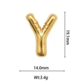 Vue détaillée du pendentif lettre Y doré avec dimensions: hauteur 19,1 mm et largeur 14 mm - Style Forme Lettre Y (DZ-007)