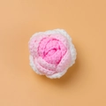 Handmade pink and white crochet rose flower accessory for DIY sewing and crafts - Gradient Bright Pink Rose Head
