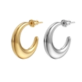 Minimalist 18K gold and silver teardrop earrings with a smooth polished metallic finish - Gold Crescent C-Shape