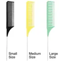 Set di 3 pettini a coda professionali resistenti in nero, giallo e verde menta - Nero Giallo Verde
