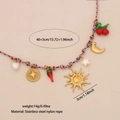 Collar bohemio trenzado con dijes de acero inoxidable como sol, luna y estrella de mar - 1# Sol
