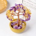 Handmade amethyst and citrine crystal money tree with copper wire and ceramic base - Ametrine Mixed Chips (12 Branches)