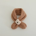 Knitted winter scarf for babies with a cute 3D plush bear head in brown ribbed style - Small Animal Style / 60-80cm / Khaki