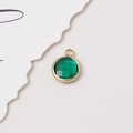 Round 10mm golden charm with faceted green birthstone crystal for DIY jewelry making - Retro Green