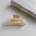 Molla per capelli rettangolare in acetato color crema marmorizzato per acconciature - 8.5cm / Beige