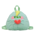 Mint green plush cartoon backpack for kids with cute embroidered face and heart - Green Monster