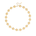 Collana a maglie a fiori dorati con trama martellata e chiusura a moschettone regolabile - 3# Fiori