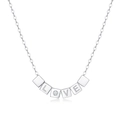 Elegant 925 sterling silver LOVE necklace featuring minimalist cube pendants and zircon stone - (s925 Silver + Moissanite Sn12471) / Chain Length 40cm + 5cm (extension Chain)