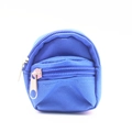 Detail of blue mini backpack coin purse with durable nylon texture and double zippers - Royal Blue