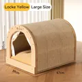Large Rock Yellow cat scratching board and bed in sisal and wood texture for kittens - L / Rocker Yellow