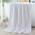 Antibacterial light gray coral fleece bath towel with cloud stripe texture on white bathtub - Fine Stripe / Hand Towel 30x30cm / Cloud Gray