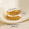 Adjustable golden leaf stainless steel open ring with wheat spike design weighing 1.9g - Gold Tree of Life Ring