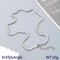 Sleek 4mm silver stainless steel flat snake chain necklace with adjustable lobster clasp - 4mm Necklace (KN288075-GC)