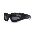 Avantgarde polarisierte schwarze Sonnenbrille mit einzigartigem Magma-Lava-Rahmendesign - Ganz Schwarz
