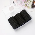 Set of high elasticity black flocking hair ties in transparent storage organizer box - 24 Pcs Black
