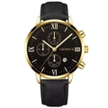 Business men's quartz watch with gold case, black dial, and black leather strap - Gold Case Black Dial Black Strap (16)