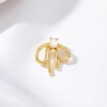 Golden bow pendant with micro-pave clear zircons and a central square stone - 14K Gold Plated White Zirconia Bow