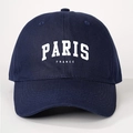 Casquette de baseball bleu marine classique avec lettrage Paris pour protection solaire - Taille unique / Bleu marine
