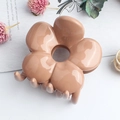 Glossy khaki flower hair claw clip with five petals for elegant women's hairstyles - Glossy Khaki