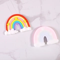 Rainbow and cloud cake toppers with stars on a white marble background, set of five - Red Star Rainbow - Soft Glue