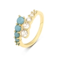 Gold plated ring with asymmetric design featuring blue and clear zircon stones - 18K Gold (Item:MAR144)